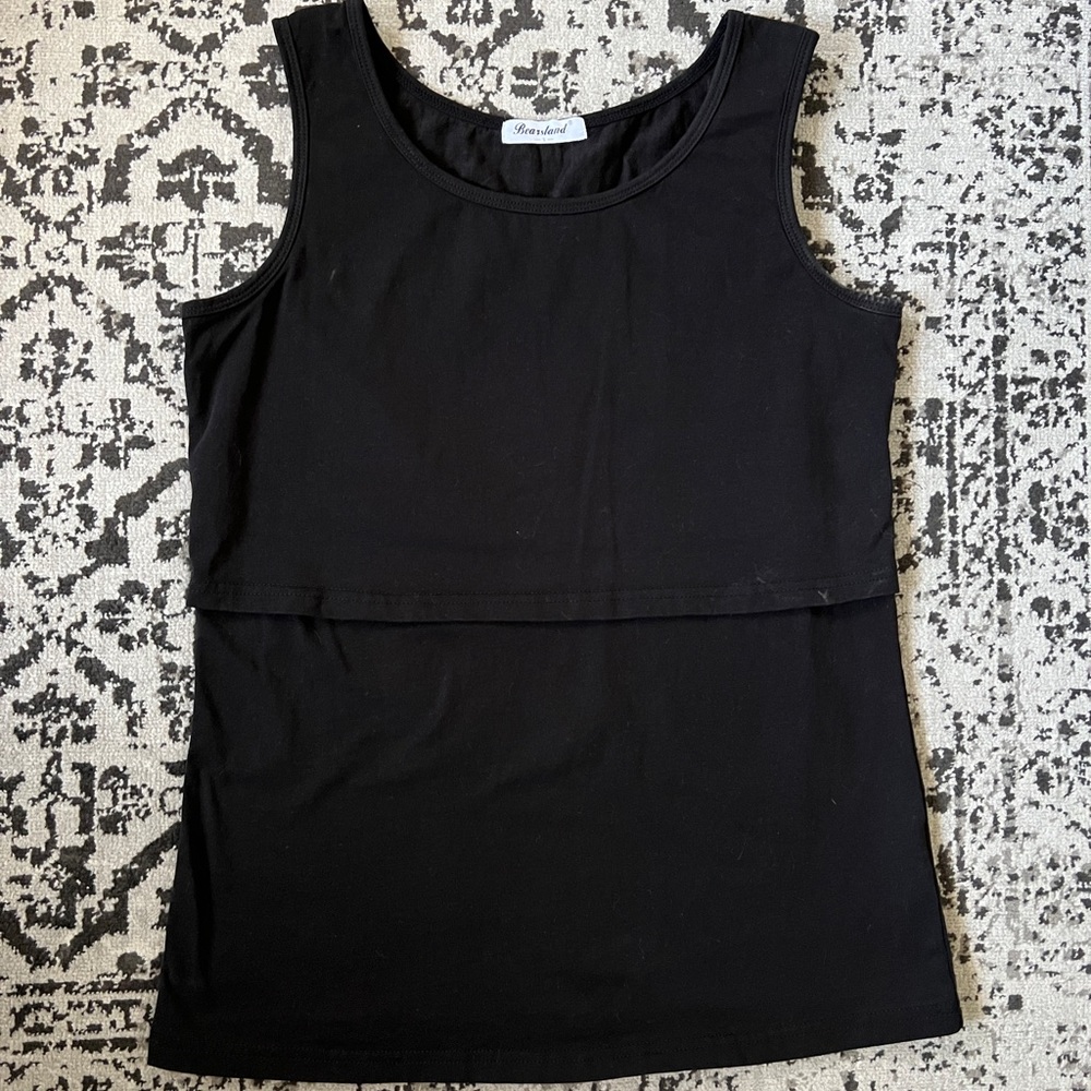 Bearsland Black Sleeveless Maternity Nursing Tank Top Size S